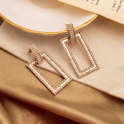 Buy Stone Studded Rectangular Long Earring for Women