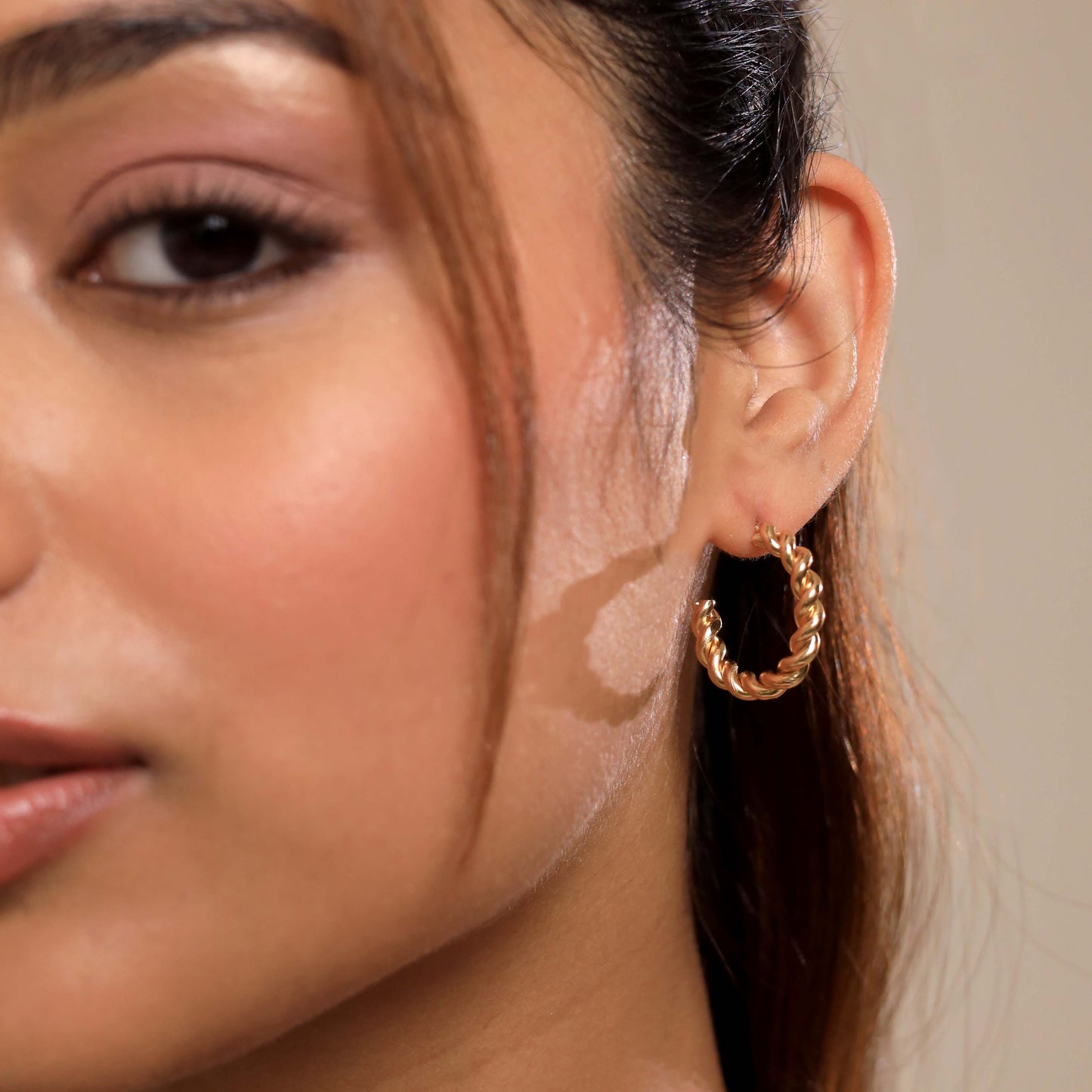 Minimal-Small-Textured-Hoop-Earring For Her