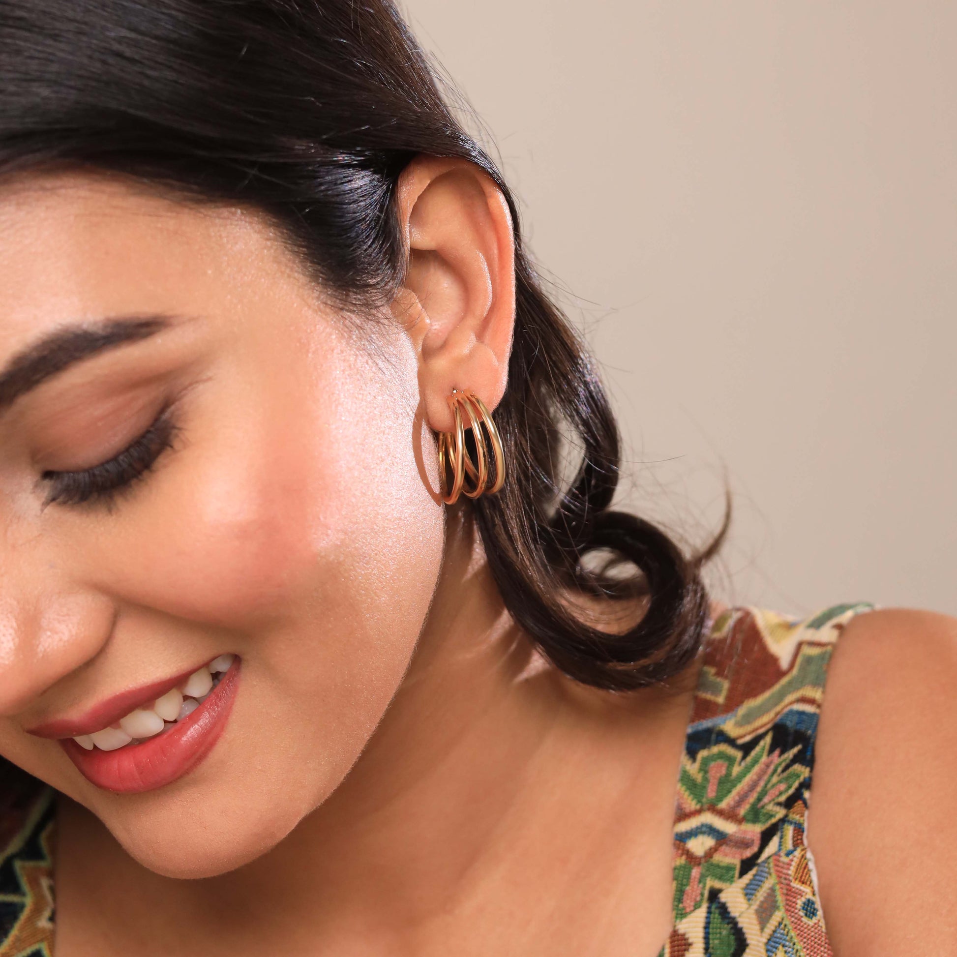 Multiple-Hoop-Gold-Earring for Women