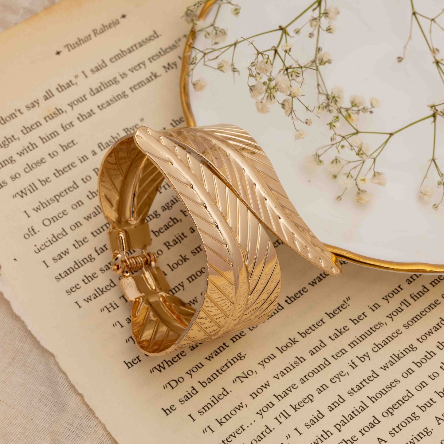 Buy Adjustable Leaf Shaped Bangle Bracelet for Women