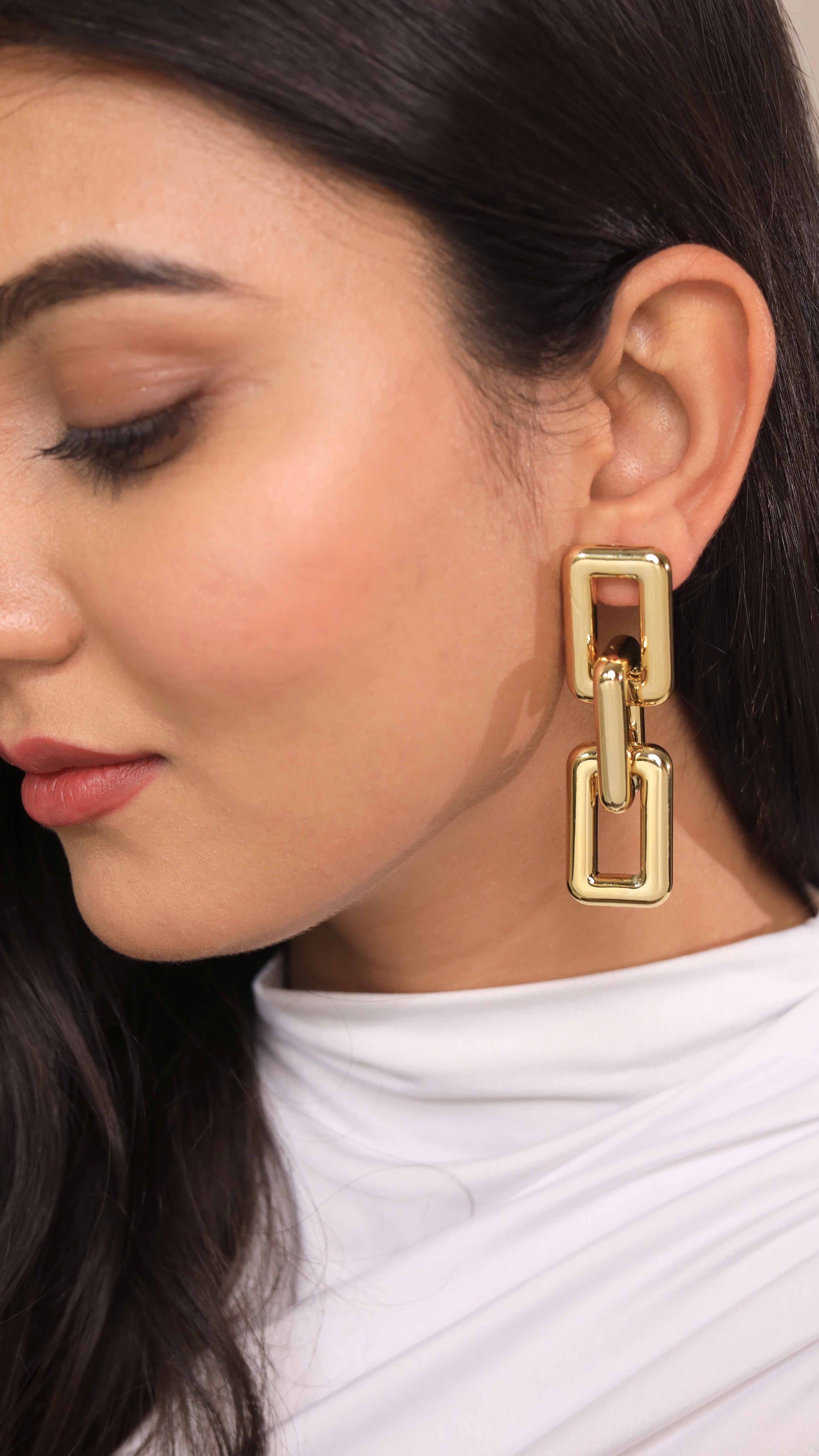 Shop Inter Lock Chain Shaped Earrings Online