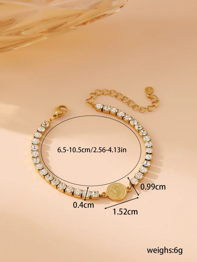 Elegant Four Leaf Clover Stainless Steel 18K Gold Plated Bracelet