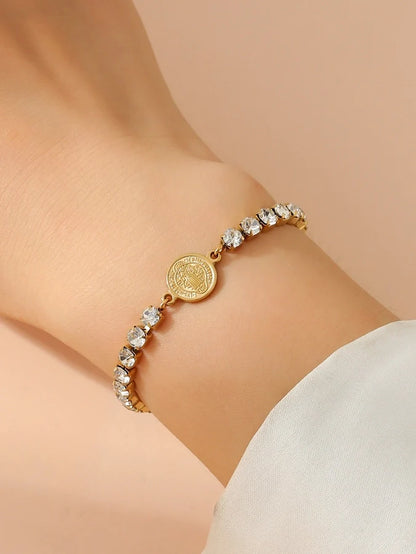 Elegant Four Leaf Clover Stainless Steel 18K Gold Plated Bracelet