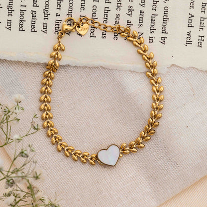 Heart Shaped Pearl Chain Bracelet for Her