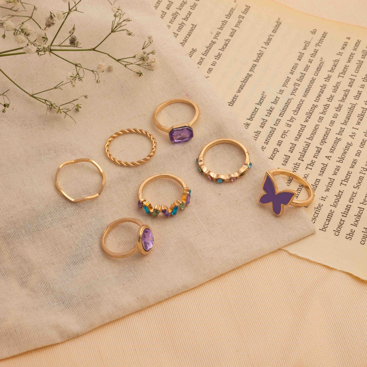 Buy Lavender Heart Butterly Rings for Girls Online 