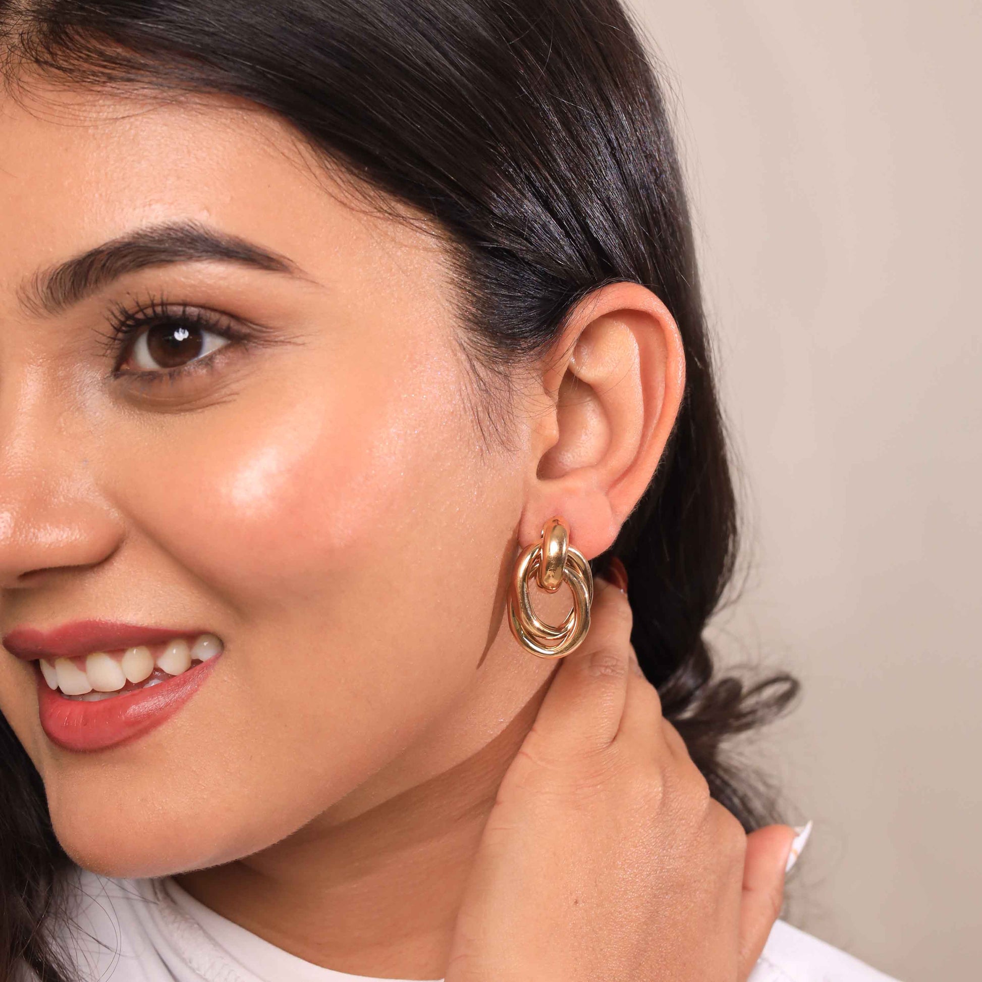 Buy Set of 6 Minimal Brass Earrings Online for Her | Hamesa