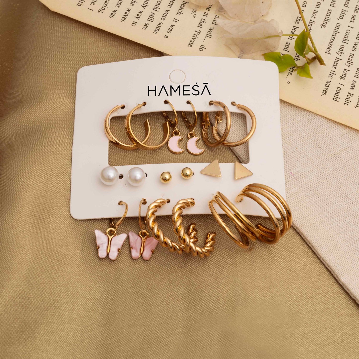 Shop Latest  Stylish Set of 6 Brass Earring Stack for Women at Hamesa