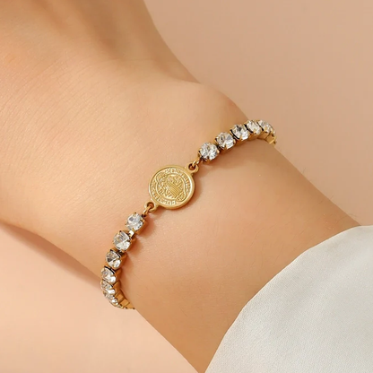 Elegant Four Leaf Clover Stainless Steel 18K Gold Plated Bracelet